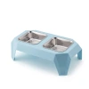 High-legged pet stainless steel bowl, dog food bowl, cat food bowl, anti-knock and anti-slip drinking bowl, food bowl, universal pet double bowl Specification image
